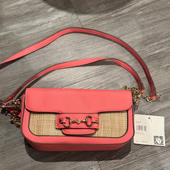 Anne Klein Handbags - Vintage Anne Klein Coral and Tan Crossbody Bag